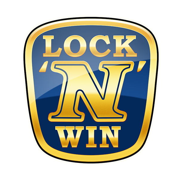 Lock'N'Win Logo von Novomatic in Blau und Gold