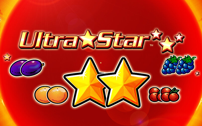 Frucht-Symbole umgeben das schimmernde Ultra Star Logo.