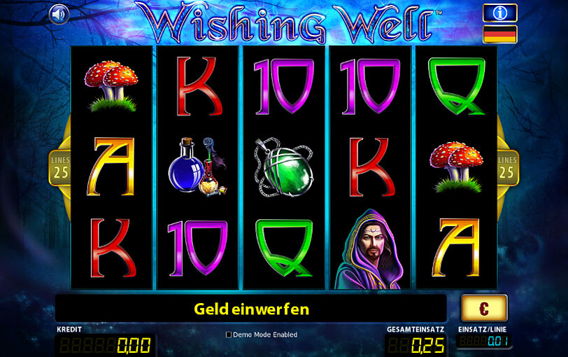 Magische Gewinnsymbole auf den Automatenspielwalzen von Wishing Well.