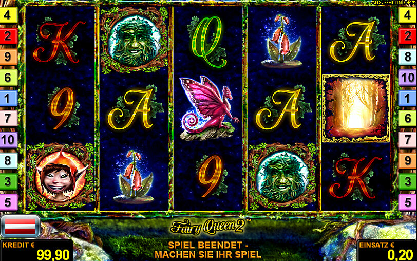 Gewinnwalzen im Spiel Fairy Queen 2 mit Waldbewohnern als Gewinnsymbole.