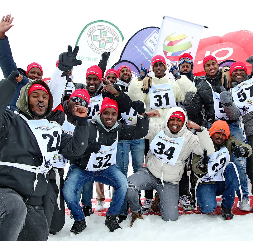 Afrikanische Rodelmeisterschaften Teamfoto mit den Teilnehmern.