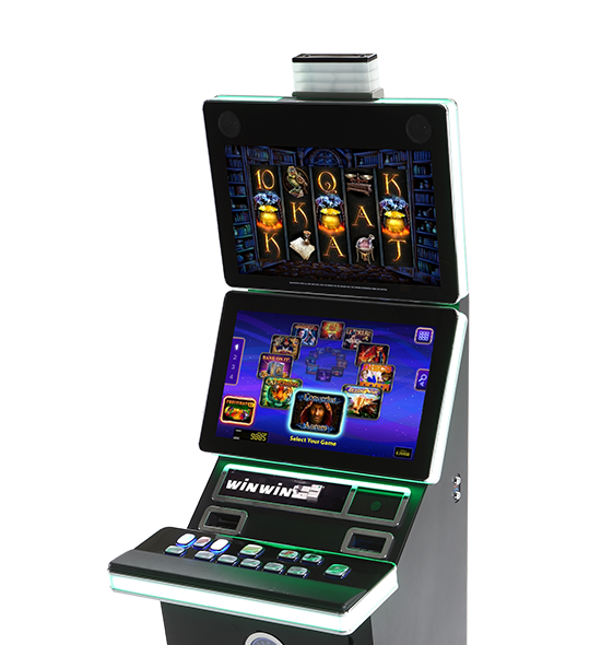 RTG (real time gaming) VLT mit dem Spiel Convertus Aurum am Screen. 